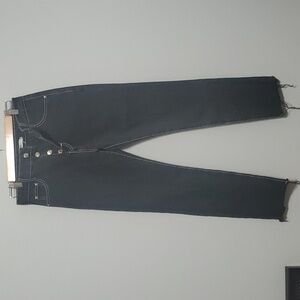 Adika jeans women's size medium black white trim button-fly raw-cut fray…